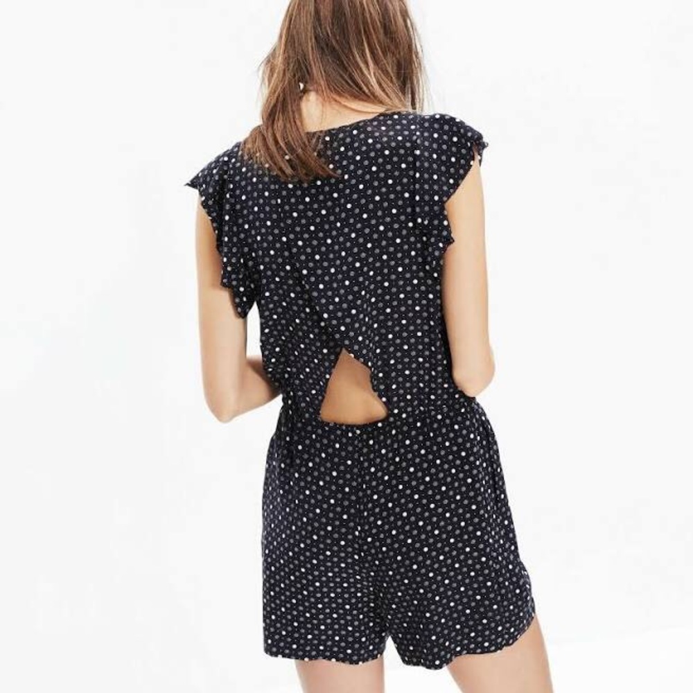 Madewell Petalplay Romper in Dotmix XS